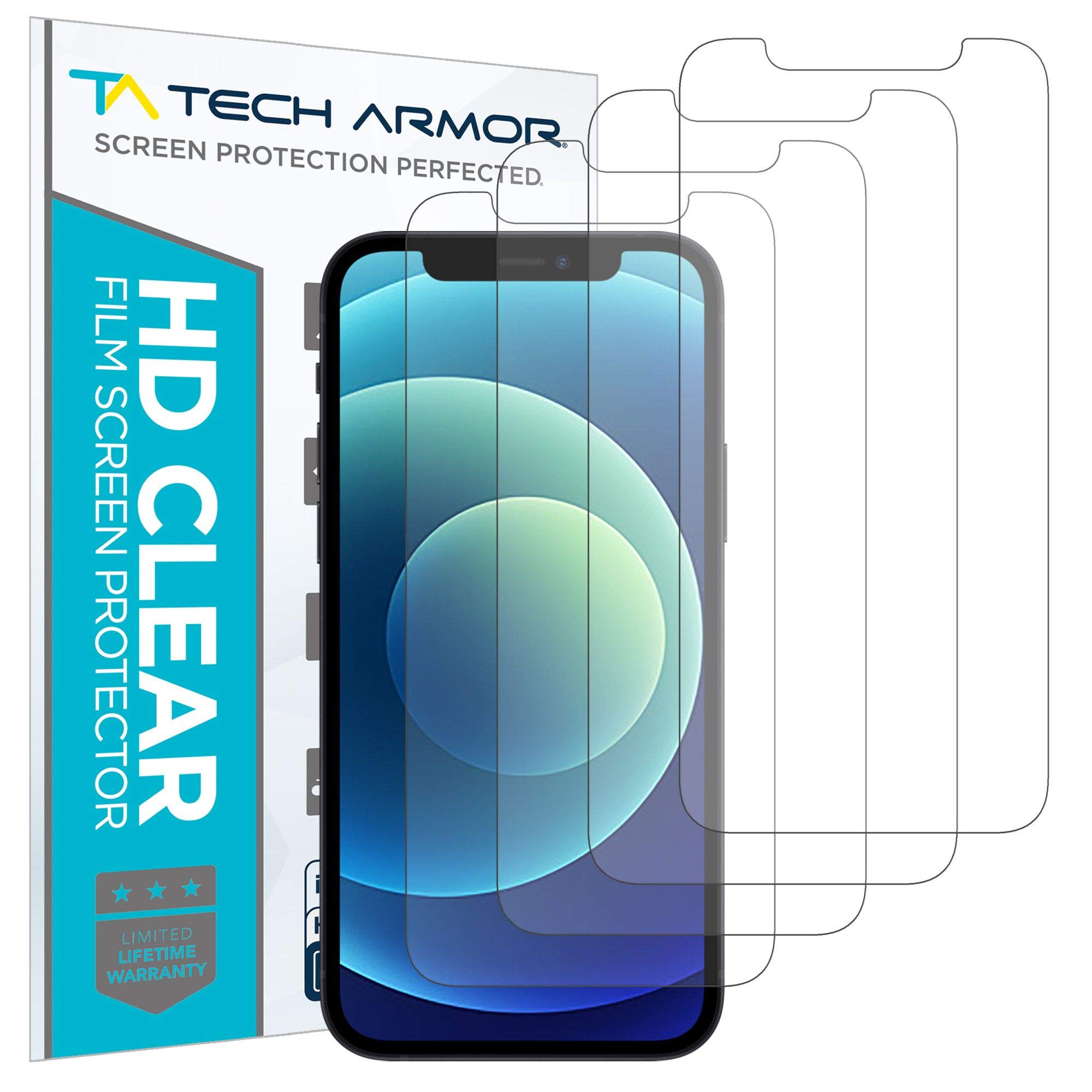 Tech Armor HD Clear Film Screen Protector Designed for Apple iPhone 12 and  iPhone 12 Pro 6.1 Inch 4 Pack 2020