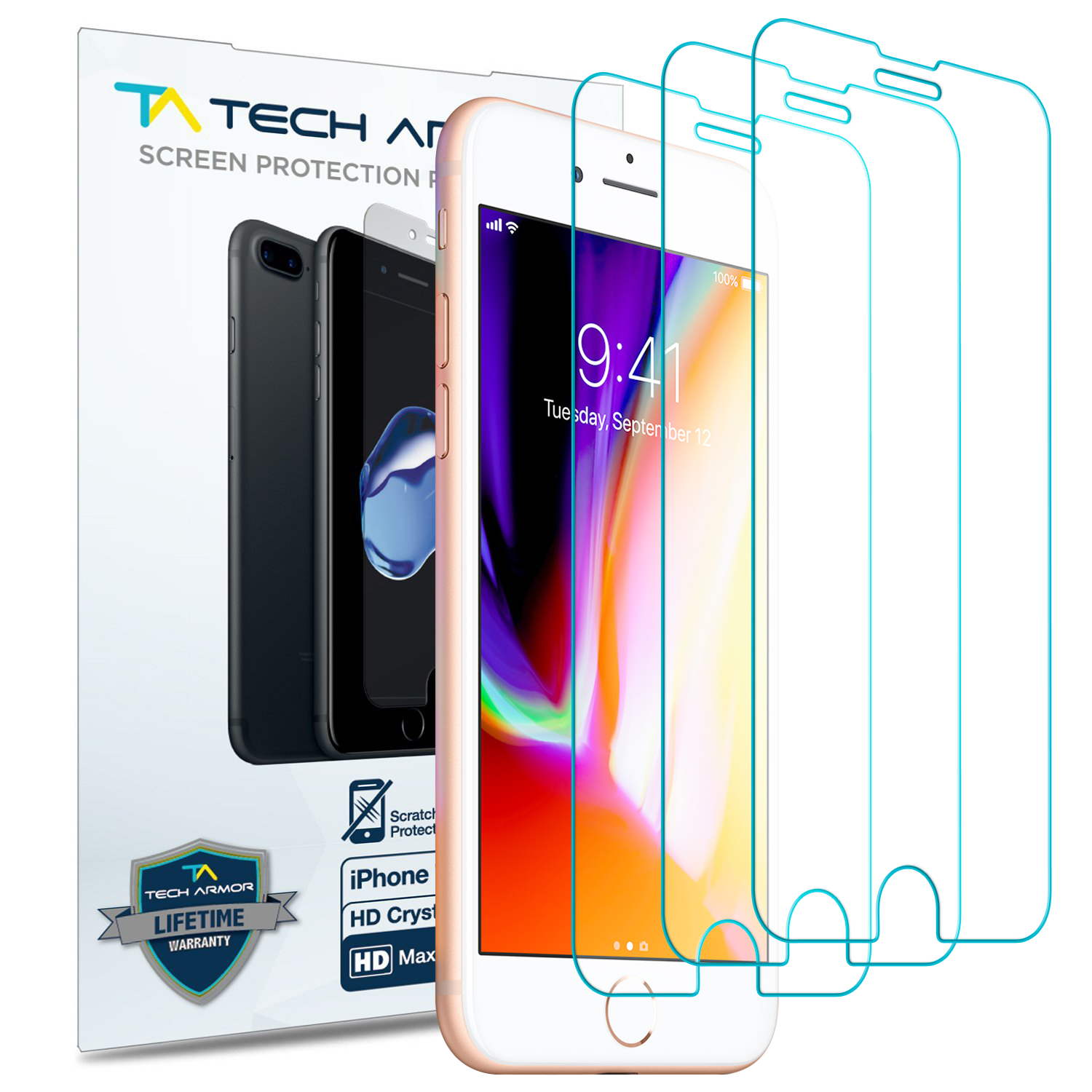 Screen Protector 3-Pack Apple iPhone 7 Plus iPhone 8 Plus Tech Armor HD-Clear Film 5.5 inch