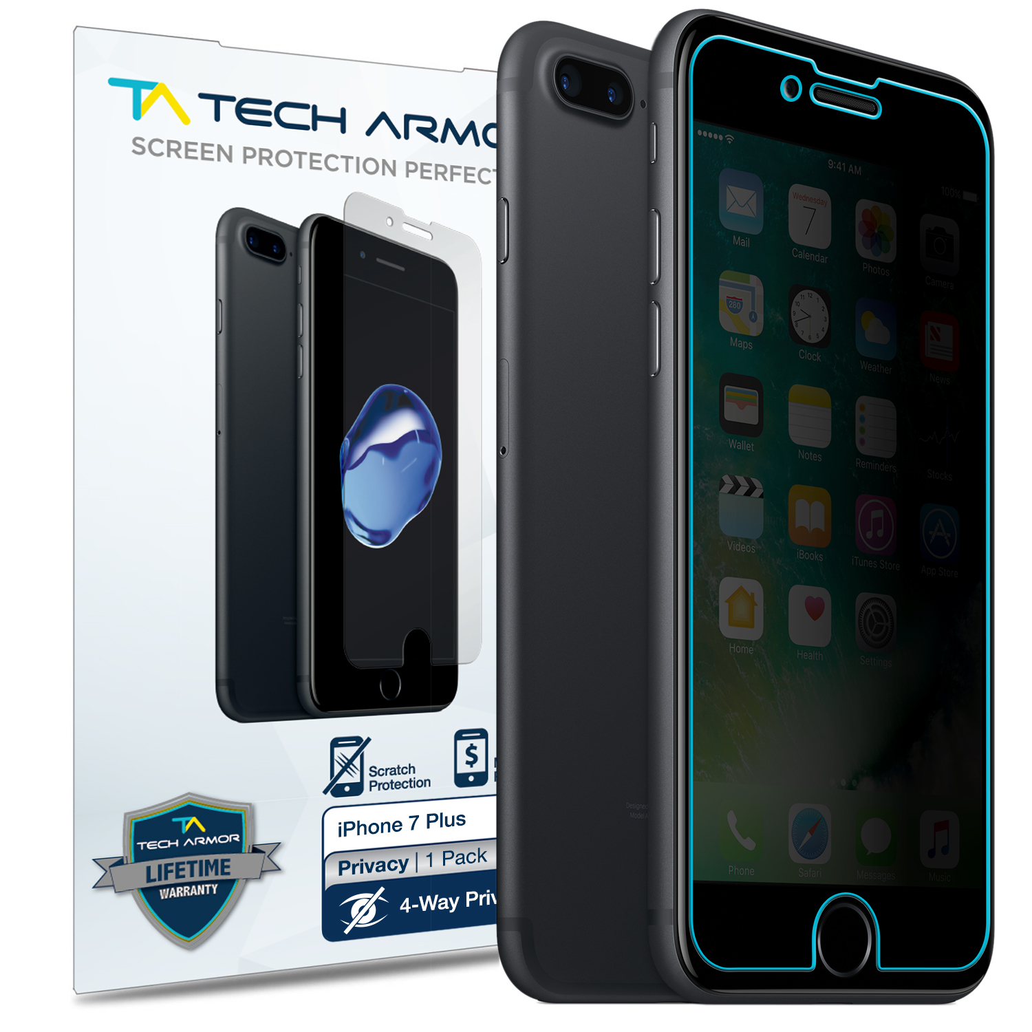 Tech Armor 4way 360 Degree Privacy Film Screen Protector Designed For Apple Iphone 7 Plus And Iphone 8 Plus 5 5 Inch 1 Pack